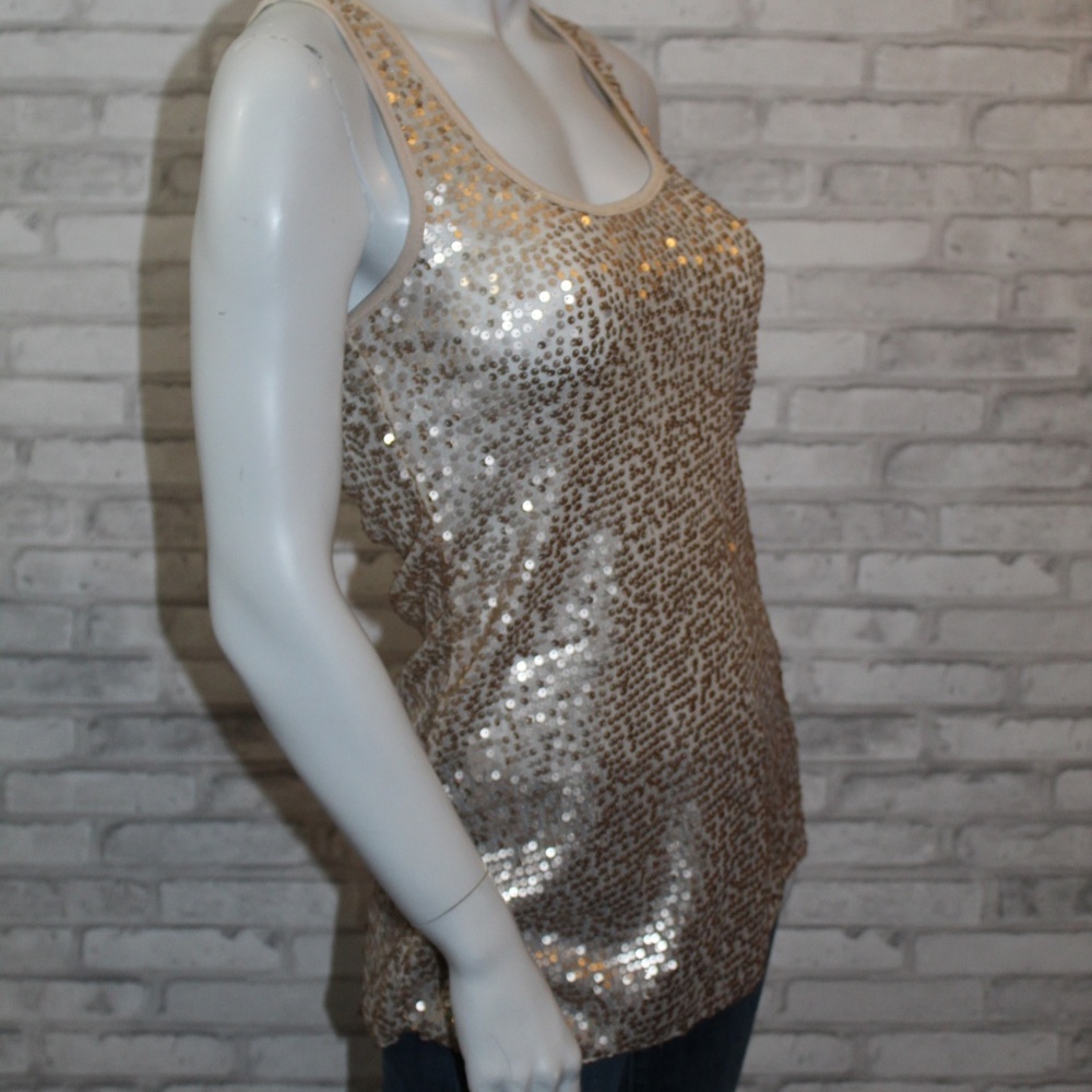 SEXY Sequin Glitter GOLD Sparkles Tank Top SMALL